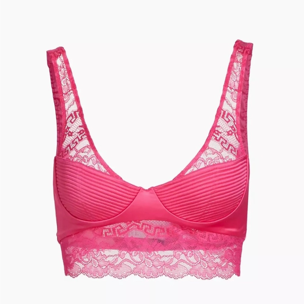 NWT Versace Runway Bralette Bustier Satin Lace Pink Size 2B/ 34B/ S